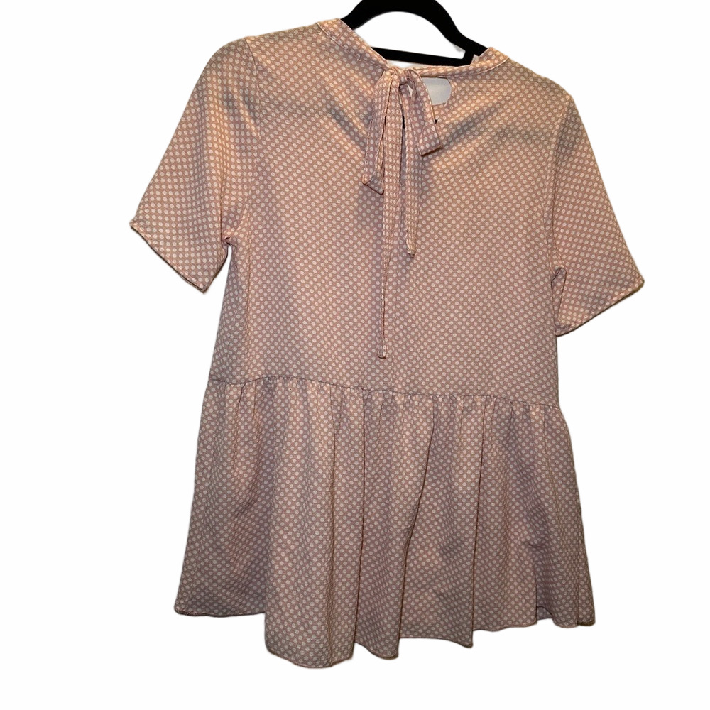Hailey & Co | Peach & White Blouse Tied Back Size Small
